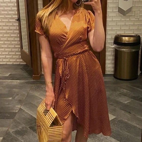 green emerald velvet dress Samantha Ruffle Wrap Dress ~ Rose Gold Luxe Satin Xs main image 0
